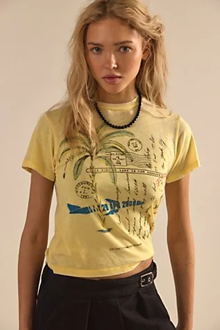 Daydreamer Postcards Burnout Vintage Baby Tee