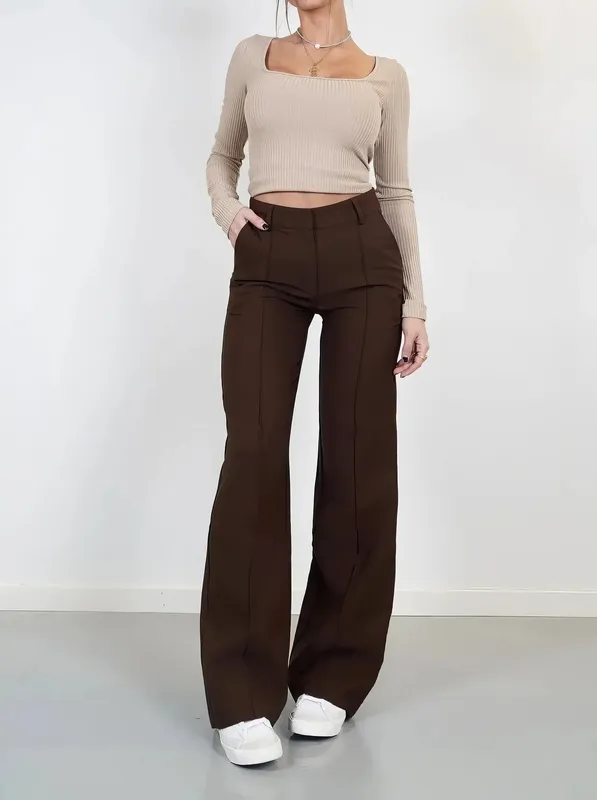 ' Wide Leg Trousers High Waist