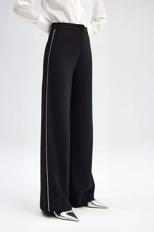 Wide-leg Trousers With Side Trim