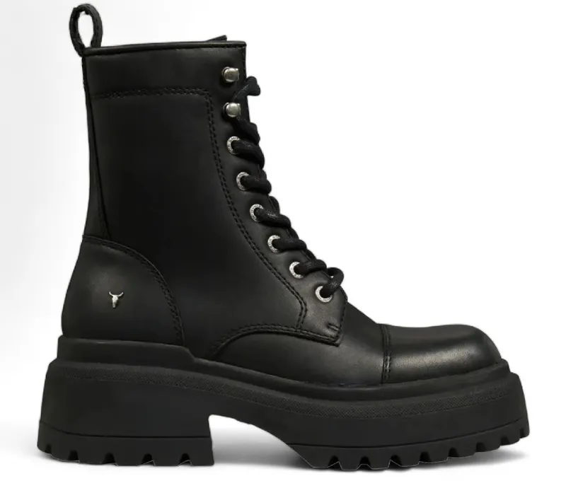Windsorsmith Leather Chunky Combat Boots Destroy