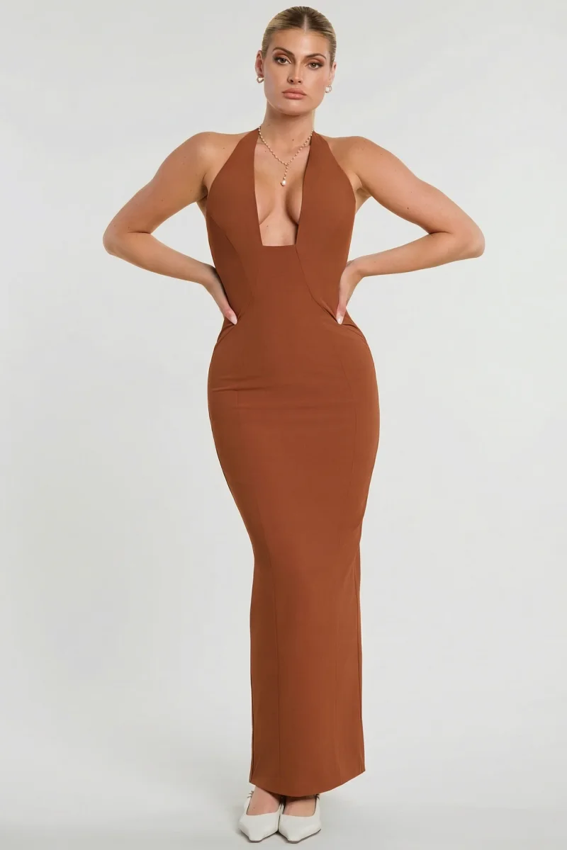 Woven Twill Halter Neck