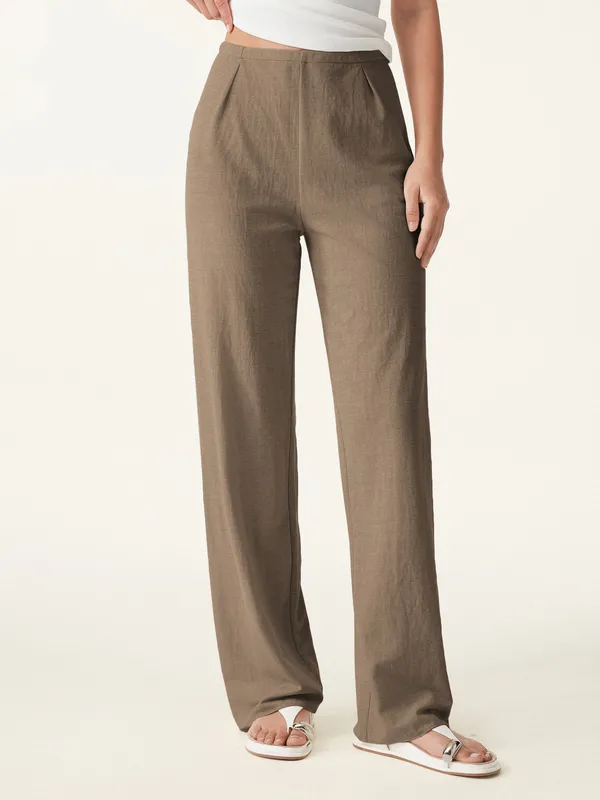 Wrinkle-resistant Cotton-linen Straight Leg Pant