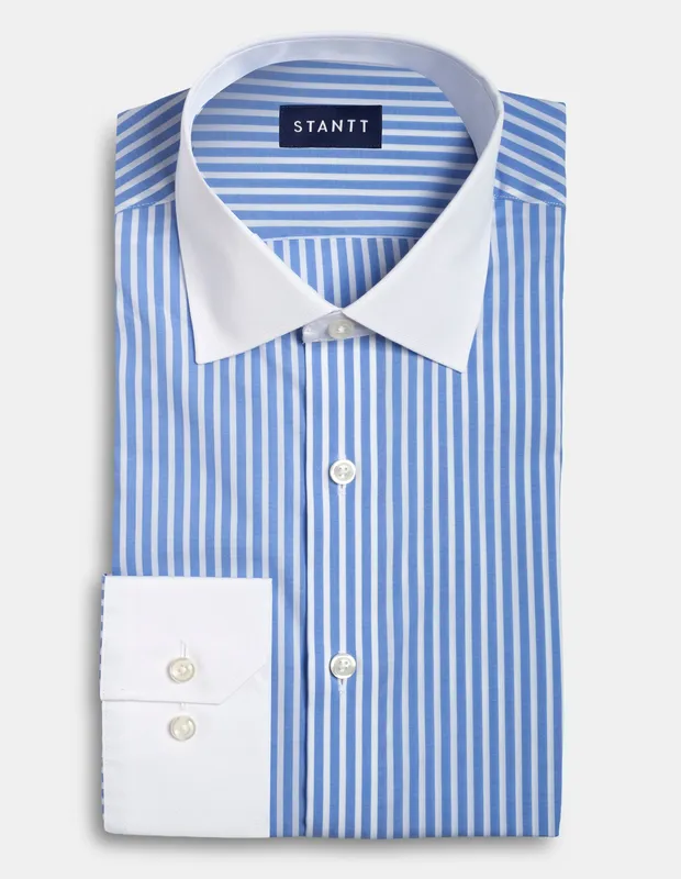 Wrinkle-resistant Stretch Poplin Reverse Navy Bengal
