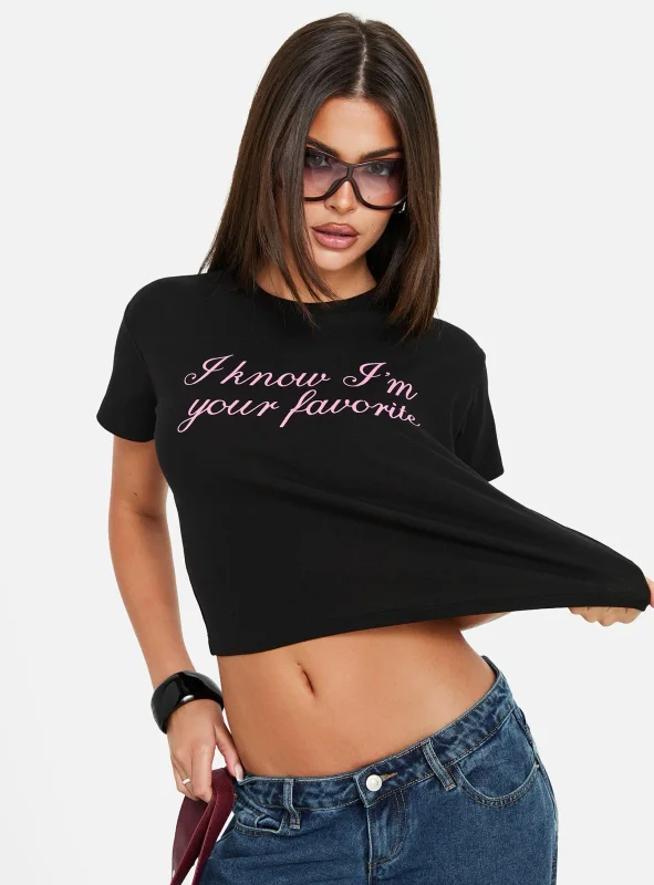 Your Favorite Graphic Baby Tee Washed Black