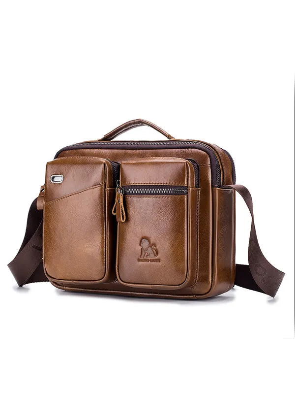 Zipper Leather Solid Multi-layer Bag